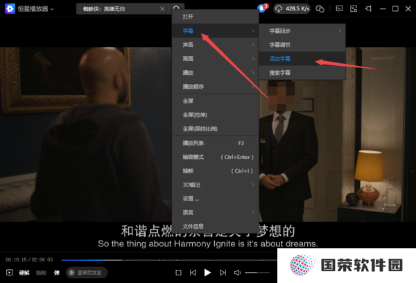 恒星播放器支持添加**字幕吗